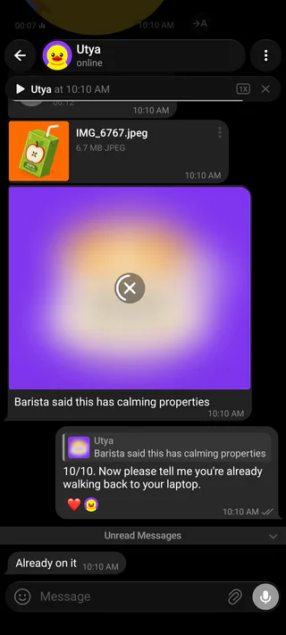 Grayscale Telegram theme Android Utya screenshot