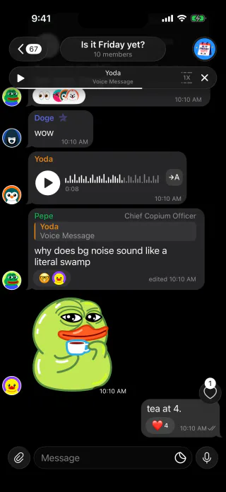 Grayscale Telegram theme iOS Group screenshot